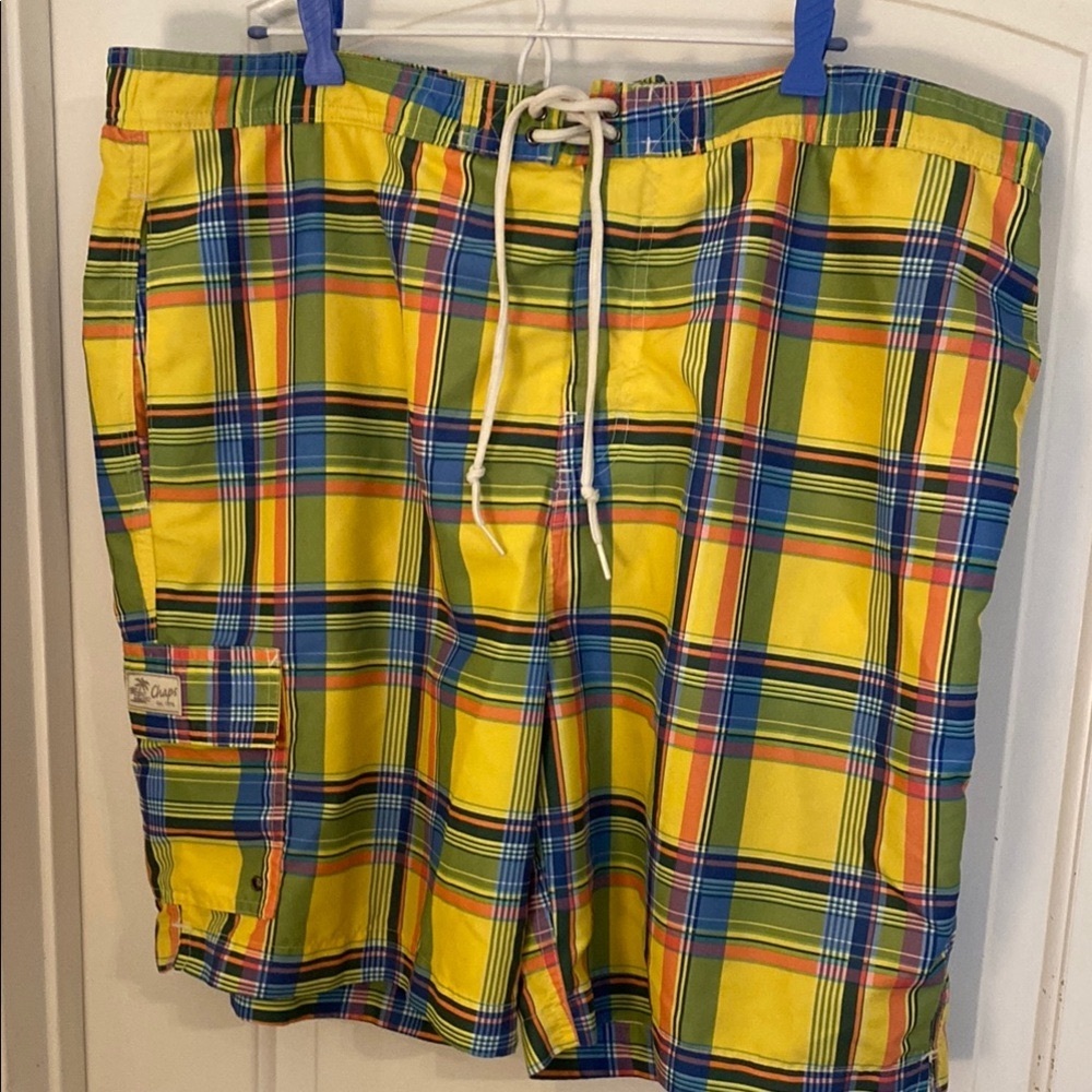 Chaps Swim Trunks - Yellow-Blue-Green Size XXL